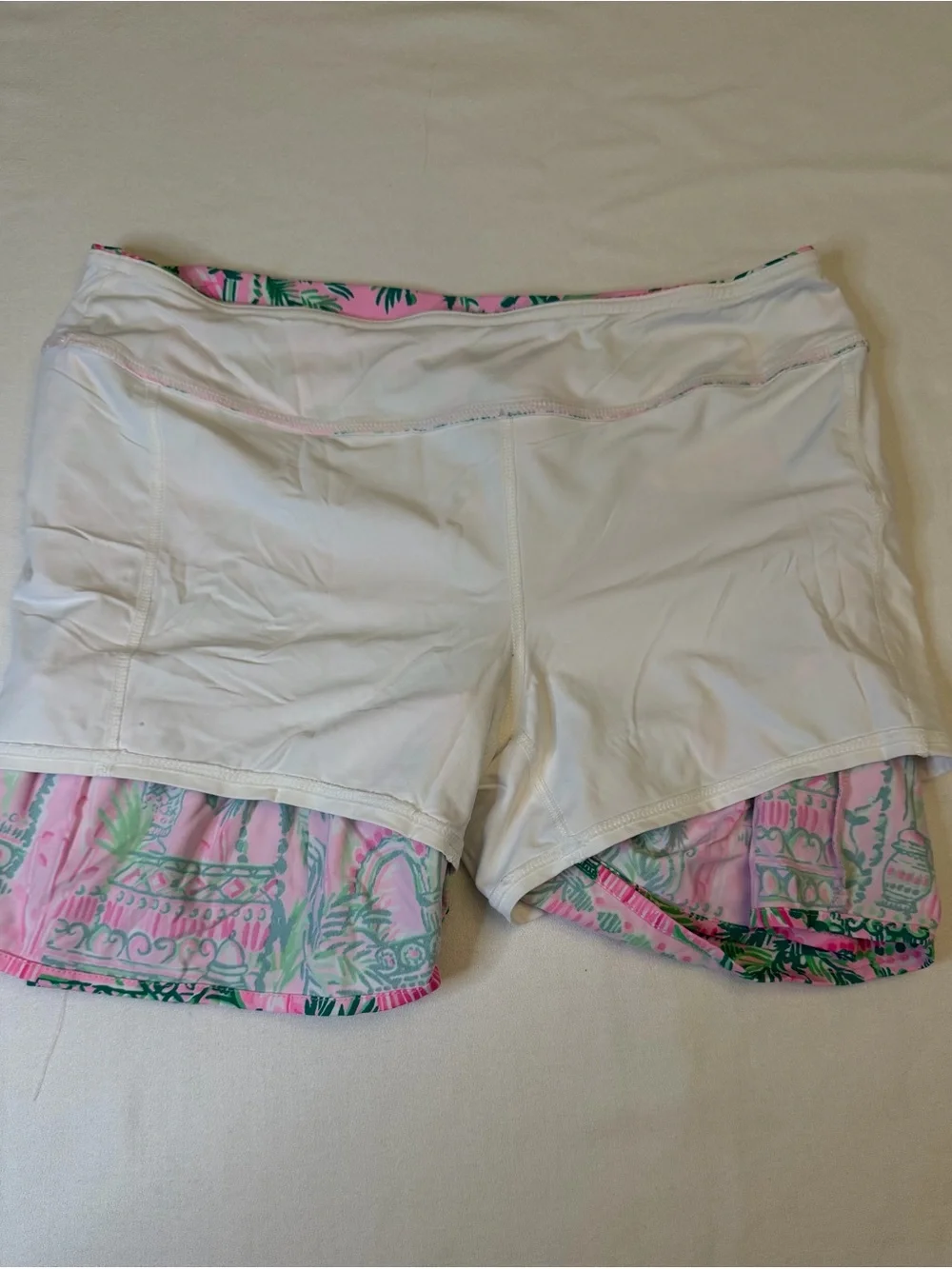 Lilly Pulitzer Fern Luxletic Ruffle Skort M Always Worth It Pink Green Palm